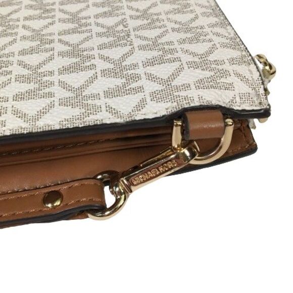 Michael Kors Jet Set Travel Adele Double Zip Phone Wallet Vanilla Tan Wristlet - Picture 13 of 16